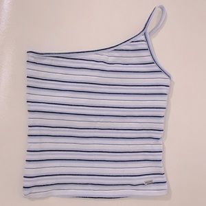 Hollister One Shoulder Blue Striped tank top - XS